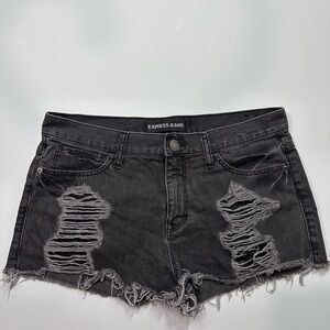Express Black Distressed Jean Shorts